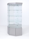 Витрина стеклянная "ИСТРА" угловая №114 пятигранная (без дверки, задние стенки - зеркало), Серый