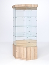 Витрина стеклянная "ИСТРА" угловая №114 пятигранная (без дверки, задние стенки - зеркало), Дуб Сонома