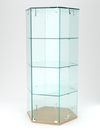 Витрина "ИСТРА" настольная шестигранная №5 (закрытая, задние стенки - стекло) , Бук Бавария