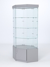 Витрина стеклянная "ИСТРА" угловая №117 шестигранная (без дверки, задние стенки - стекло), Серый