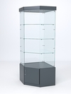 Витрина стеклянная "ИСТРА" угловая №113 пятигранная (без дверки, задние стенки - стекло), Темно-Серый