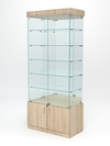 Витрина стеклянная "ИСТРА" №503 (с дверками, задняя стенка - зеркало) , Дуб Сонома