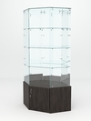 Витрина стеклянная "ИСТРА" угловая №120 шестигранная (без дверки задние стенки - зеркало), Грейвуд