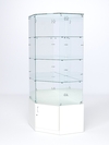 Витрина стеклянная "ИСТРА" угловая №116 пятигранная (без дверки, задние стенки - зеркало), Белый