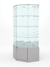 Витрина стеклянная "ИСТРА" угловая №20 шестигранная (с дверкой, задние стенки - зеркало), Серый