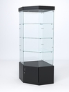 Витрина стеклянная "ИСТРА" угловая №113 пятигранная (без дверки, задние стенки - стекло), Черный