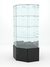 Витрина стеклянная "ИСТРА" угловая №20 шестигранная (с дверкой, задние стенки - зеркало), Черный