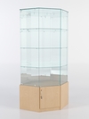 Витрина стеклянная "ИСТРА" угловая №20 шестигранная (с дверкой, задние стенки - зеркало), Бук Бавария