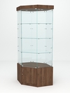 Витрина стеклянная "ИСТРА" угловая №17 шестигранная (с дверкой, задние стенки - стекло), Орех