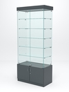 Витрина стеклянная "ИСТРА" №501 (с дверками, задняя стенка - стекло) , Темно-Серый