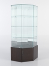 Витрина стеклянная "ИСТРА" угловая №20 шестигранная (с дверкой, задние стенки - зеркало), Дуб Венге