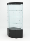 Витрина стеклянная "ИСТРА" угловая №17 шестигранная (с дверкой, задние стенки - стекло), Черный
