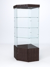 Витрина стеклянная "ИСТРА" угловая №113 пятигранная (без дверки, задние стенки - стекло), Дуб Венге