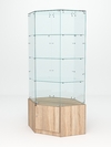 Витрина стеклянная "ИСТРА" угловая №18 шестигранная (с дверкой, задние стенки - стекло), Дуб Сонома