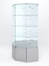 Витрина стеклянная "ИСТРА" угловая №16 пятигранная (с дверкой, задние стенки - зеркало), Серый