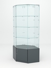 Витрина стеклянная "ИСТРА" угловая №18 шестигранная (с дверкой, задние стенки - стекло), Темно-Серый