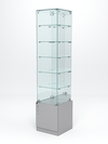 Витрина стеклянная "ИСТРА" №508 (с дверкой, задняя стенка - зеркало) , Серый