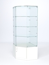 Витрина стеклянная "ИСТРА" угловая №115 пятигранная (без дверки, задние стенки - стекло), Белый