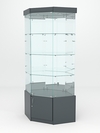 Витрина стеклянная "ИСТРА" угловая №19 шестигранная (с дверкой, задняя стенка - зеркало), Темно-Серый