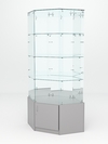 Витрина стеклянная "ИСТРА" угловая №120 шестигранная (без дверки задние стенки - зеркало), Серый