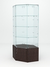 Витрина стеклянная "ИСТРА" угловая №18 шестигранная (с дверкой, задние стенки - стекло), Дуб Венге