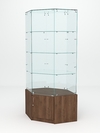 Витрина стеклянная "ИСТРА" угловая №18 шестигранная (с дверкой, задние стенки - стекло), Орех