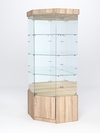 Витрина стеклянная "ИСТРА" угловая №14 пятигранная (с дверкой, задние стенки - зеркало), Дуб Сонома