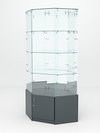 Витрина стеклянная "ИСТРА" угловая №120 шестигранная (без дверки задние стенки - зеркало), Темно-Серый