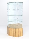 Витрина стеклянная "ИСТРА" угловая №16 пятигранная (с дверкой, задние стенки - зеркало), Дуб Золотистый