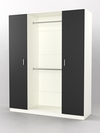 Шкаф гардеробный №1 с дверьми, Белый и Черный