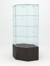 Витрина стеклянная "ИСТРА" угловая №18 шестигранная (с дверкой, задние стенки - стекло), Грейвуд