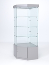 Витрина стеклянная "ИСТРА" угловая №113 пятигранная (без дверки, задние стенки - стекло), Серый