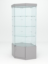 Витрина стеклянная "ИСТРА" угловая №17 шестигранная (с дверкой, задние стенки - стекло), Серый