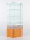 Витрина стеклянная "ИСТРА" угловая №20 шестигранная (с дверкой, задние стенки - зеркало), Вишня