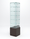 Витрина стеклянная "ИСТРА" №508 (с дверкой, задняя стенка - зеркало) , Дуб Венге