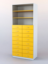 Шкаф для аптек №7 с 16-ю ящиками задняя стенка ДВП, Белый + Солнечный цвет