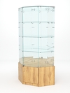 Витрина стеклянная "ИСТРА" угловая №20 шестигранная (с дверкой, задние стенки - зеркало), Дуб Золотистый