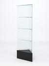 Витрина стеклянная "ИСТРА" угловая №2ХП-У трехгранная (без дверок, бока - стекло), Черный