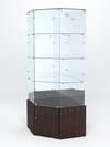 Витрина стеклянная "ИСТРА" угловая №16 пятигранная (с дверкой, задние стенки - зеркало), Дуб Венге