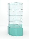 Витрина стеклянная "ИСТРА" угловая №20 шестигранная (с дверкой, задние стенки - зеркало), Тиффани Аква
