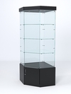Витрина стеклянная "ИСТРА" угловая №13 пятигранная (с дверкой, задние стенки - стекло), Черный