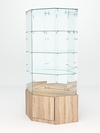 Витрина стеклянная "ИСТРА" угловая №120 шестигранная (без дверки задние стенки - зеркало), Дуб Сонома