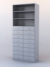 Шкаф для аптек №7 с 16-ю ящиками задняя стенка ДВП, Серый
