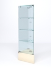 Витрина стеклянная "ИСТРА" угловая №12-У трехгранная (с дверками, бока - зеркало), Крем Вайс