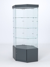 Витрина стеклянная "ИСТРА" угловая №117 шестигранная (без дверки, задние стенки - стекло), Темно-Серый