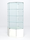 Витрина стеклянная "ИСТРА" угловая №15 пятигранная (с дверкой, задние стенки - стекло), Белый