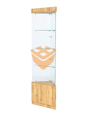 Витрина стеклянная "ИСТРА" угловая №101-У трехгранная (без дверок, бока - стекло)