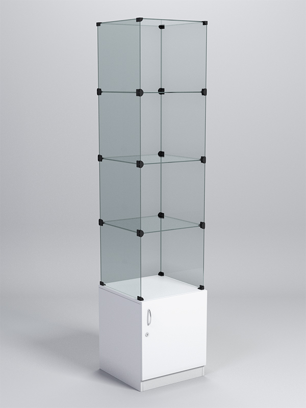 Витрина стеклянная "КУБ" №106 стаканчик (без дверок, передняя стенка - стекло) Белый
