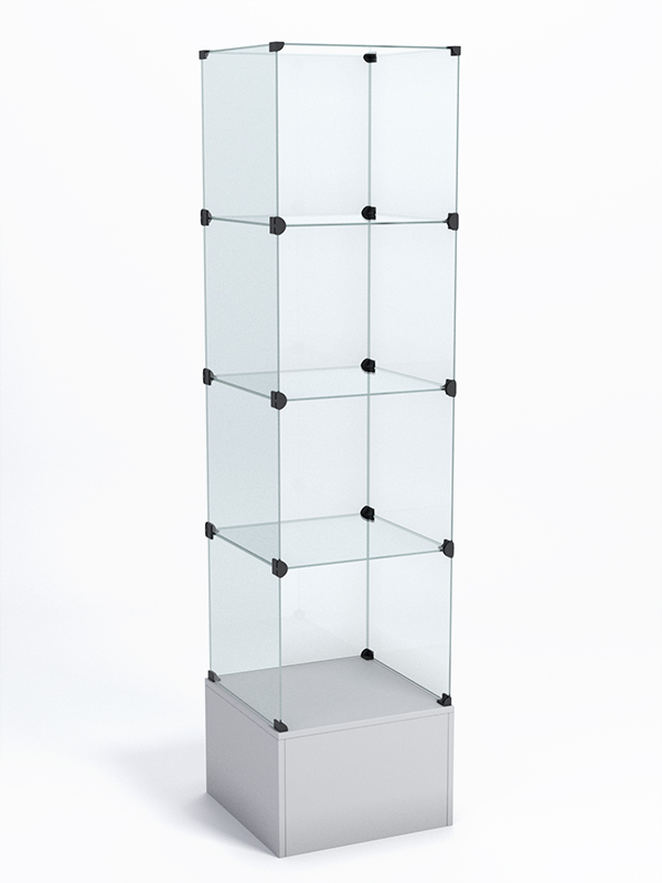Витрина стеклянная "КУБ" №110 стаканчик (без дверок, передняя стенка - стекло) Серый