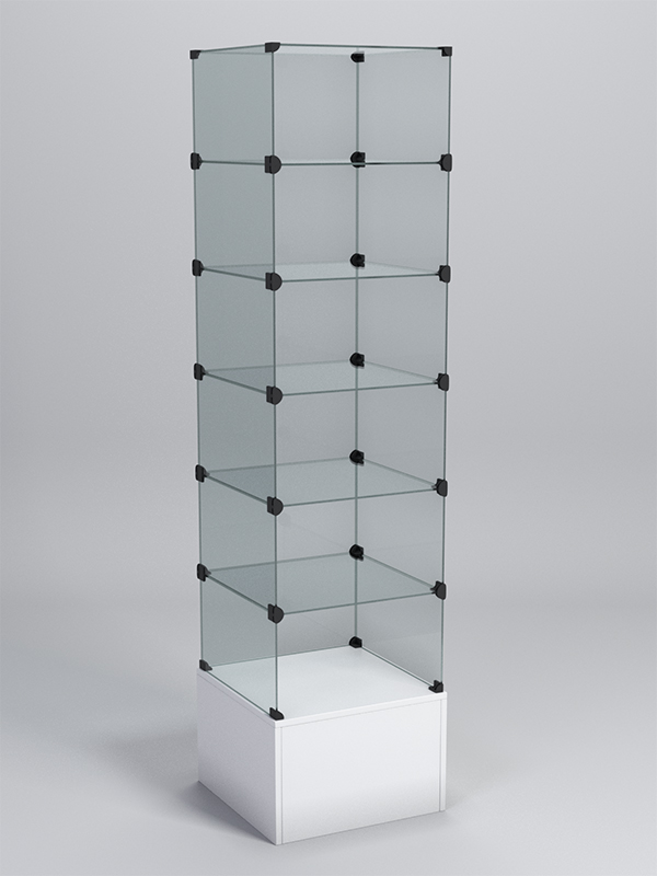Витрина стеклянная "КУБ" №610 стаканчик (без дверок, передняя стенка - стекло) Белый